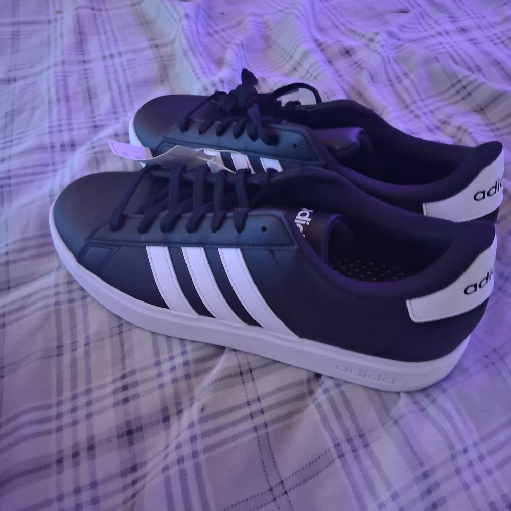 Adidas Men's Black and White Striped Sneakers